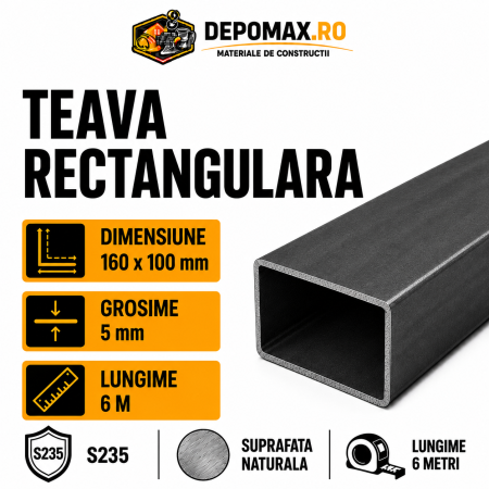Teava rectangulara 160 x 100 x 5 mm, 12 metri